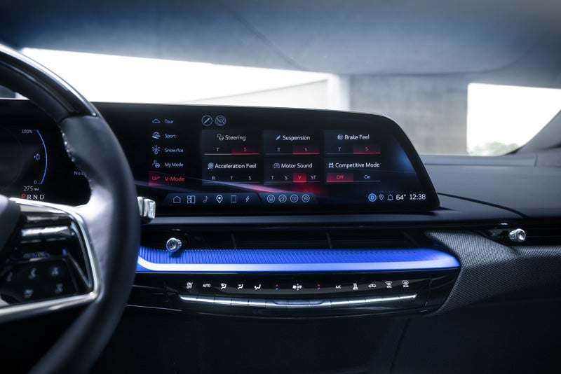 The 2026 OPTIQ-V Display Screen Displaying the V-Mode Settings | McGuire Cadillac in Woodbridge NJ