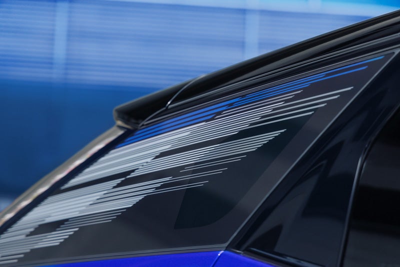 Close-up of the Modern Pattern on the 2026 OPTIQ-V Rear Quarter Glass | McGuire Cadillac in Woodbridge NJ
