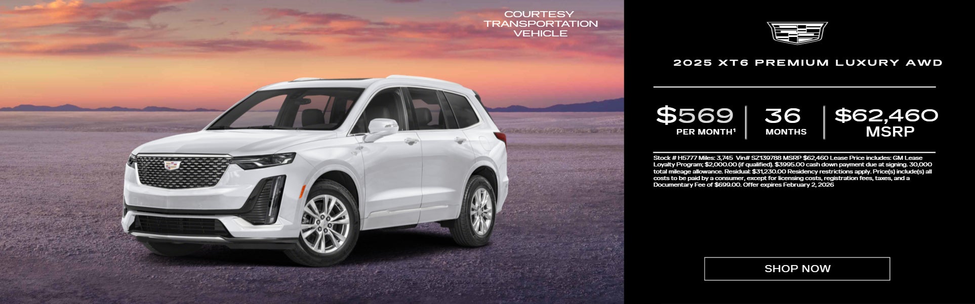  2025 XT6 PREMIUM LUXURY AWD on sunset background 